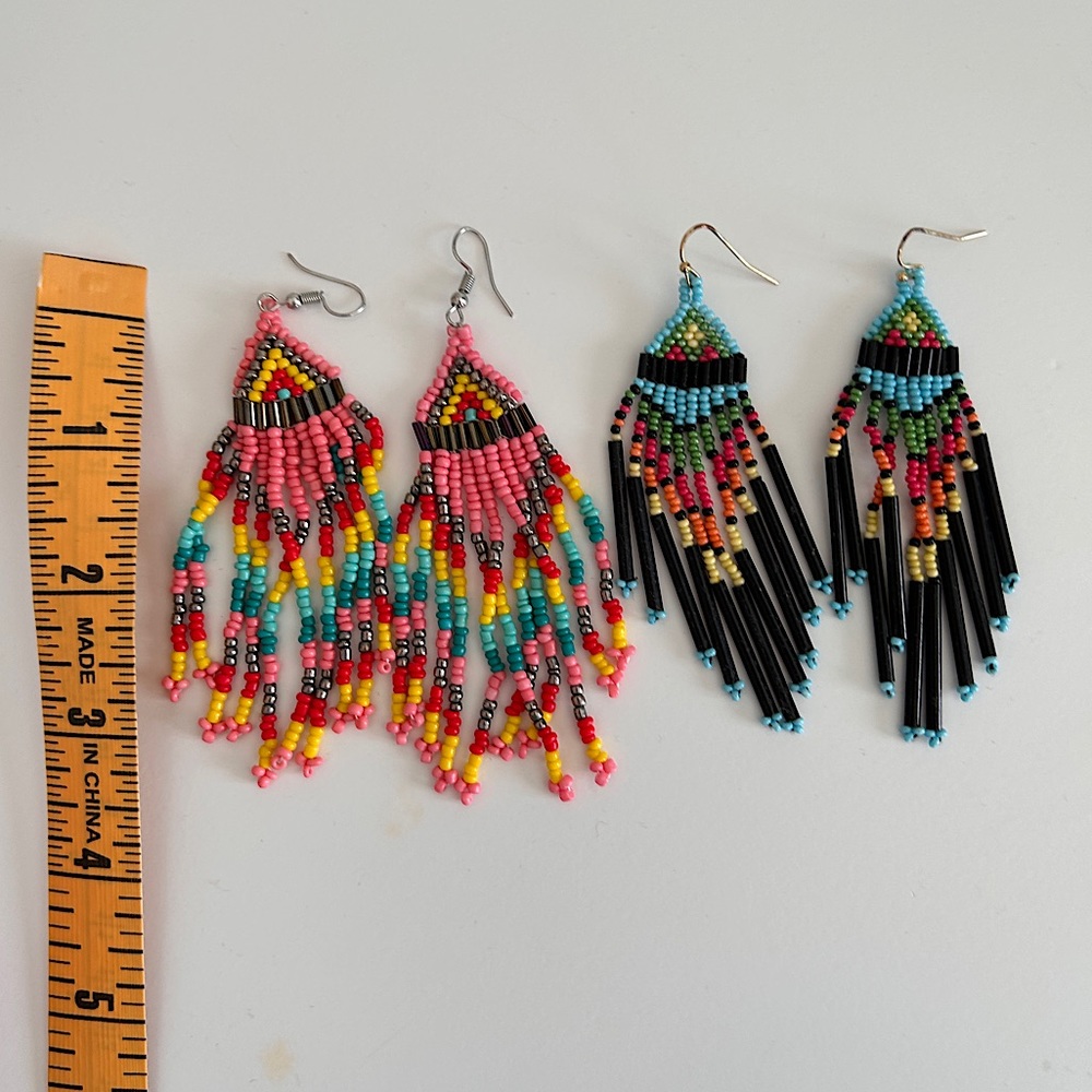 Beaded Earring Lot 3” long